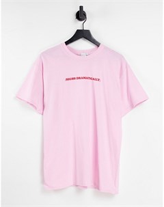 Розовая oversized футболка с надписью Sighs dramatically Skinnydip