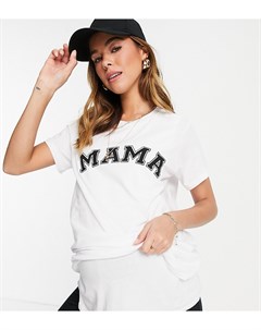 Белая двухслойная футболка для кормления с принтом Mama в университетском стиле Maternity Asos design