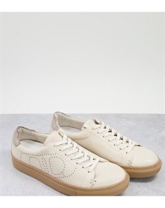 Белые кроссовки для широкой стопы из экологичной кожи на шнуровке в минималистичном стиле Dune