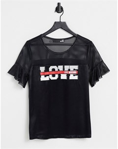 Черная футболка с сетчатыми рукавами Love moschino