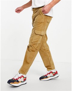 Светло бежевые вельветовые брюки карго с короткими штанинами Asos design