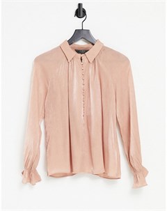 Розовая атласная фактурная блузка Lipsy