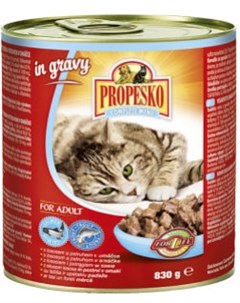 Влажный корм для кошек с лососем и форелью в соусе 0 83 кг Propesko