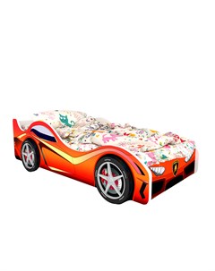 Кровать машина карлсон ламборджини с объемными колесами и подсветкой красный 85x50x170 см Magic cars
