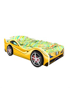 Кровать машина карлсон феррари с объемными колесами и подсветкой желтый 85x50x170 см Magic cars