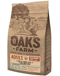 Сухой корм GF Adult с Лососем для кошек 6 кг Лосось Oak's farm