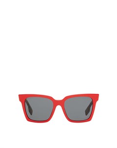 Красные квадратные солнцезащитные очки с серыми линзами Burberry