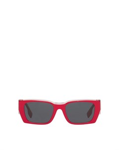 Красные прямоугольные солнцезащитные очки с серыми линзами Burberry