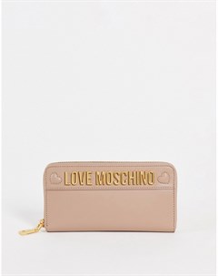 Серо коричневый большой кошелек с логотипом Love moschino