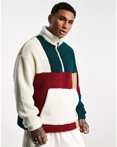 Oversized пуловер с контрастными вставками из искусственного меха Bershka