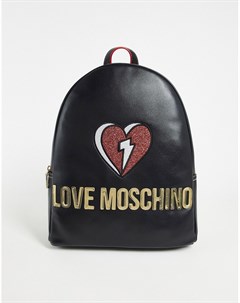 Черный рюкзак с логотипом в форме сердечка Love moschino