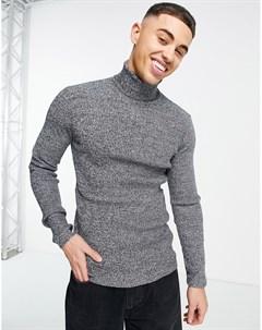 Черно белая облегающая водолазка в рубчик Asos design