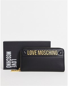Черный большой кошелек с логотипом Love moschino