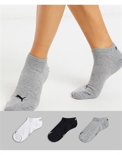 Набор из 3 пар спортивных невидимых носков черные белые серые Puma
