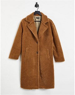 Длинное коричневое пальто из искусственного меха I saw it first