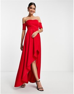 Красное платье с открытыми асимметричными плечами True violet