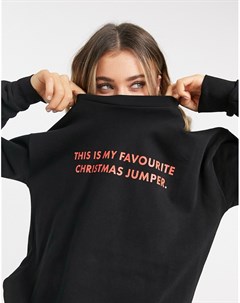 Черный свитшот с принтом Favourite jumper на спине Christmas Asos design