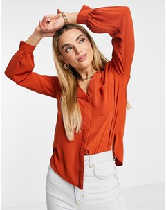 Рыжая блузка с длинными рукавами и карманом Р Asos design