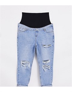 Выбеленные джинсы в винтажном стиле со вставкой поверх живота Topshop maternity