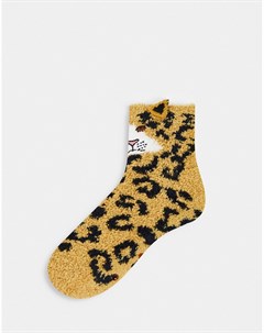 Уютные носки с леопардовым принтом в подарочной упаковке Loungeable