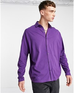 Фиолетовая oversized рубашка из двухслойного трикотажа с длинными рукавами Asos design