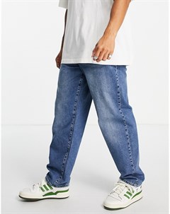 Синие выбеленные джинсы свободного кроя в винтажном стиле из материала с добавлением пеньки Asos design