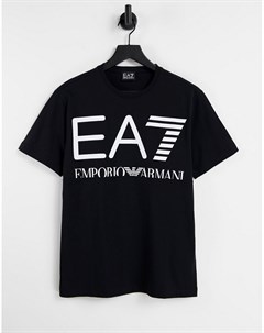 Черная футболка с крупным логотипом Armani Train Ea7
