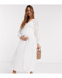 Белое платье макси с кружевными вставками и запахом ASOS DESIGN Maternity Asos maternity