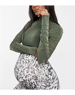 Укороченный лонгслив цвета хаки с высоким воротником от комплекта Missguided maternity