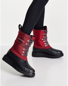 Красные походные непромокаемые ботинки на шнуровке Calvin klein jeans