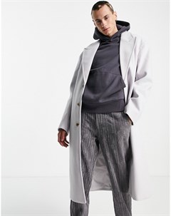 Сиреневое oversized пальто из ткани с добавлением шерсти Asos design