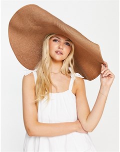 Коричневая соломенная шляпа в стиле oversized с гибкими полями Asos design