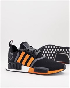 Черные кроссовки с оранжевыми полосками NMD_R1 Adidas originals