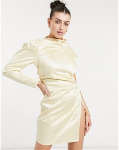 Платье мини на одно плечо с запахом золотистого цвета шампанского Asos design
