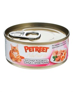 Влажный корм для кошек Кусочки розового тунца с креветками 0 07 кг Petreet