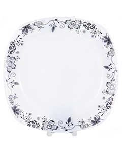 Тарелка мелкая Черные цветы 240 мм Olaff