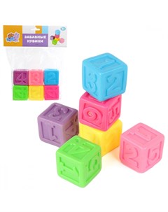 Кубики цветные Забавные кубики 6 элементов 5х5х5 см Ути пути