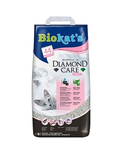 Наполнитель для кошачьего туалета Diamond Care Fresh комкующийся с акт углем и аромат м 8л Biokat's
