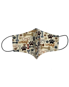 Маска защитная (для людей) многоразовая двухслойная Вуф бежевая, размер L,XL Pride