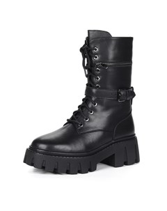Черные ботинки на шнурках из кожи на подкладке из натуральной шерсти на тракторной подошве Respect