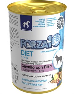 Консервы Diet Cavallo con Riso гипоаллергенные с кониной и рисом для собак 400 г Forza10