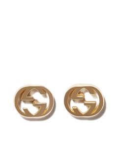 Серьги гвоздики из желтого золота с логотипом Interlocking G Gucci