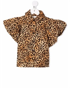 Блузка с объемными рукавами и леопардовым принтом Caroline bosmans kids