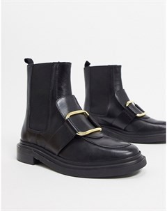 Черные ботинки из премиум кожи Asos design