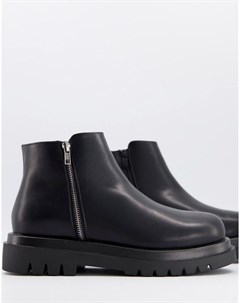 Черные ботинки с квадратным носком на массивной подошве и шнуровке Truffle collection