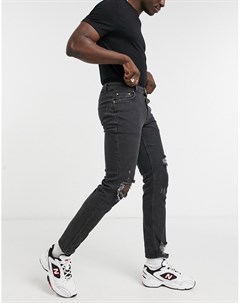 Черные узкие джинсы с рваной отделкой Asos design