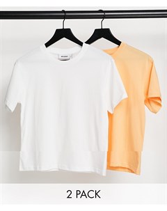 Набор из 2 футболок из органического хлопка оранжевого и белого цветов Alanis Weekday