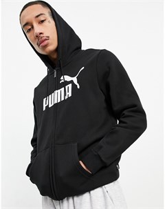 Черный худи на молнии с большим логотипом Essentials Puma