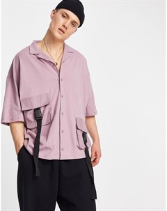 Рубашка из джерси на пуговицах с карманами в утилитарном стиле с декоративными ремнями и с принтом л Asos unrvlld spply