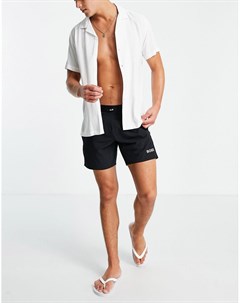 Черные шорты для плавания с логотипом в тон на поясе BOSS Surfish Boss bodywear